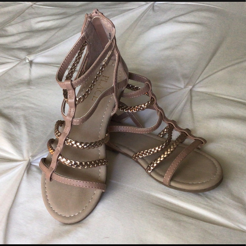 Rose Gold Gladiator Sandals Girls Size 13